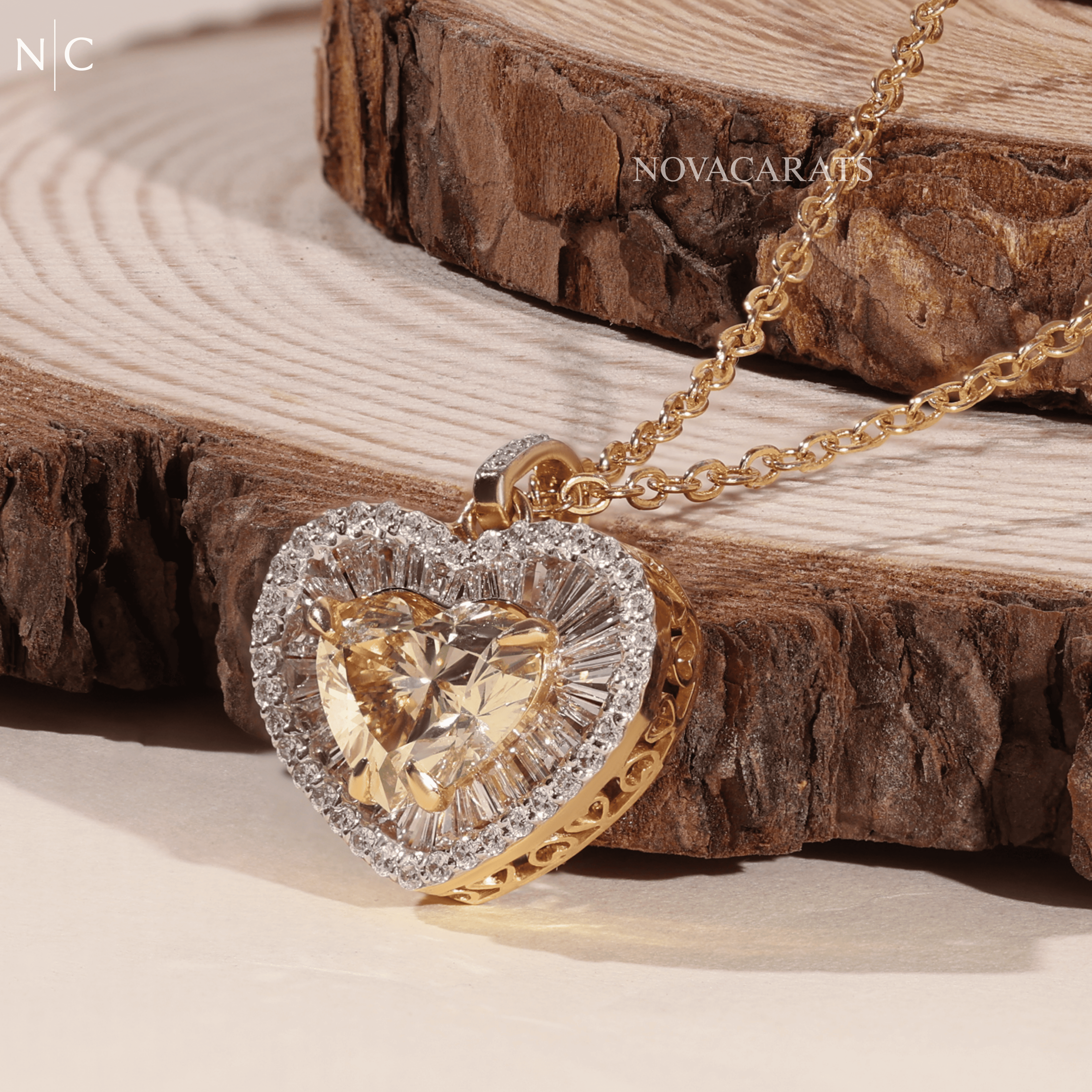 Heart Cut Yellow Diamond Pendent Necklace