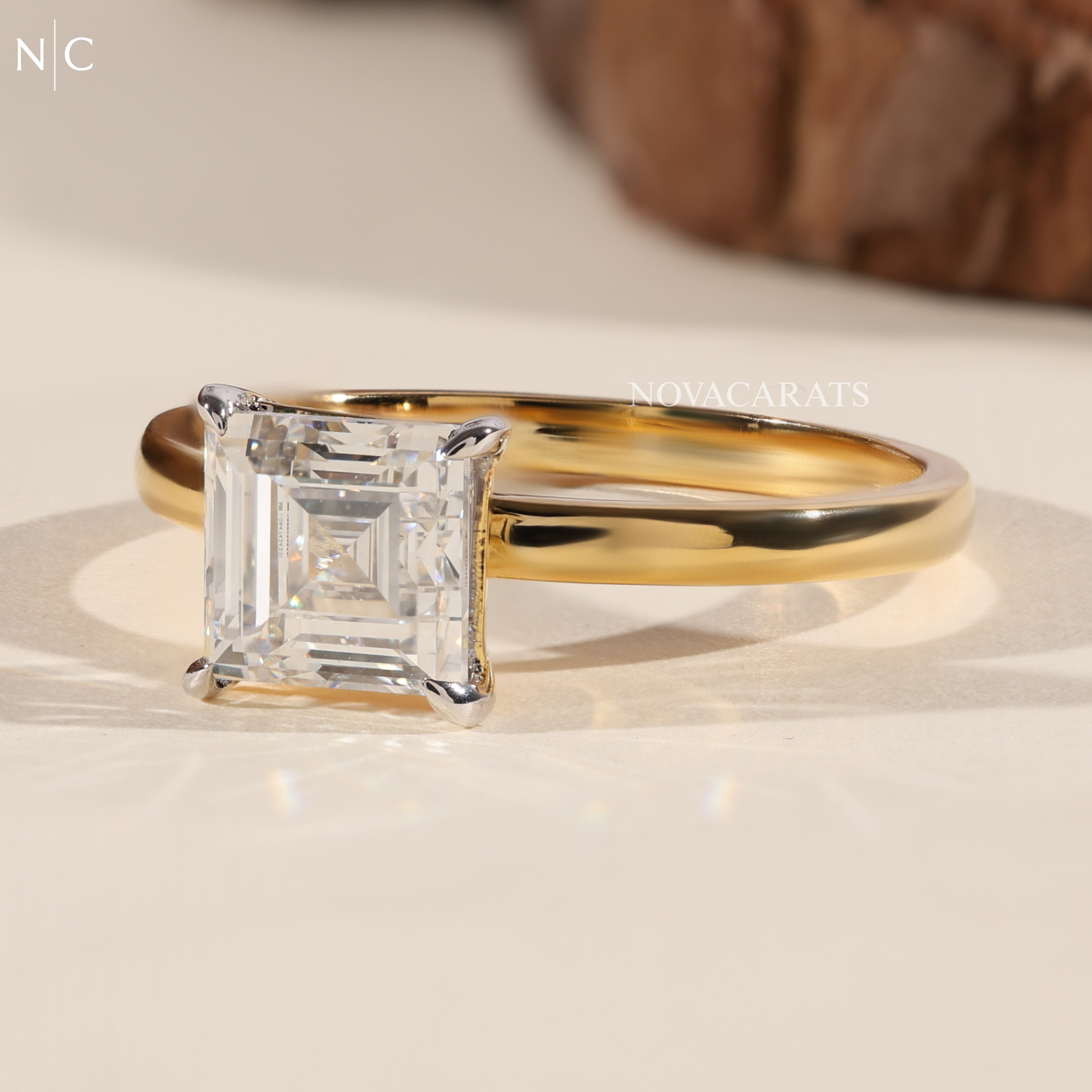 Asscher Cut Solitaire Engagement Ring