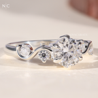 Round Cut Nature Inspired Leaf Vine Ring
