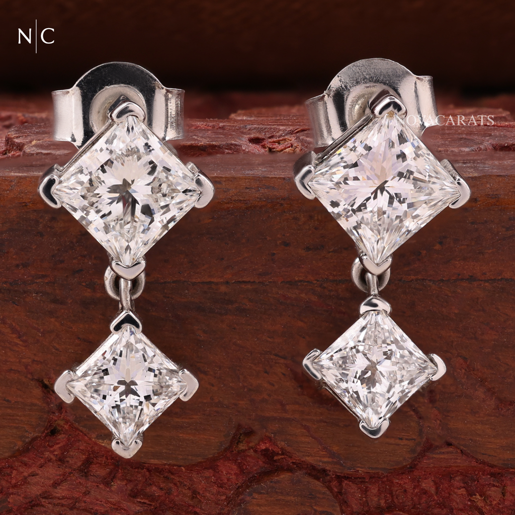 Princess Cut Minimal Drop Earrings