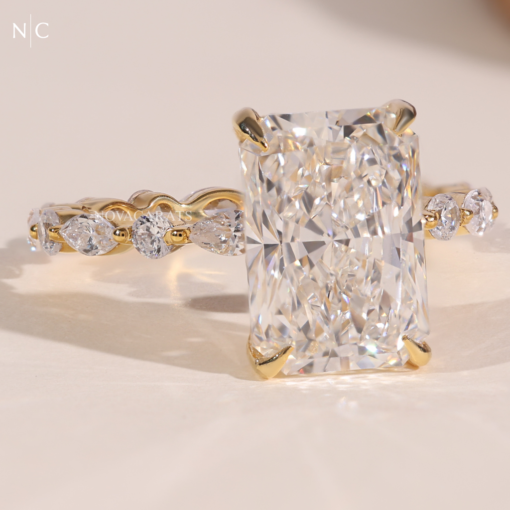 Radiant Cut Hidden Halo Engagement Ring