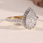 Pear Cut Unique Halo Engagement Ring