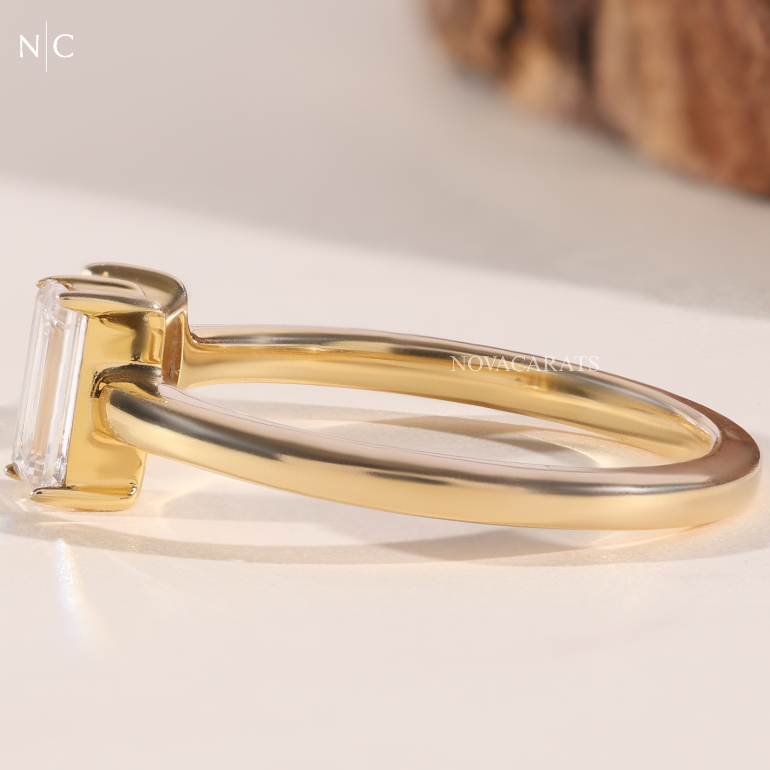 Modern Bypass Emerald & Trillion Cut Diamond Ring