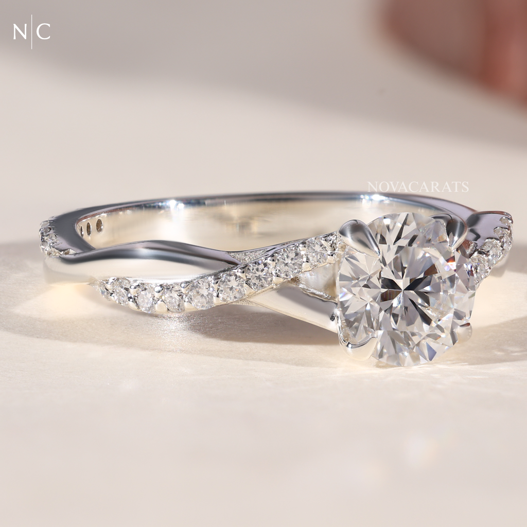 Round Cut Infinity Twist Ring