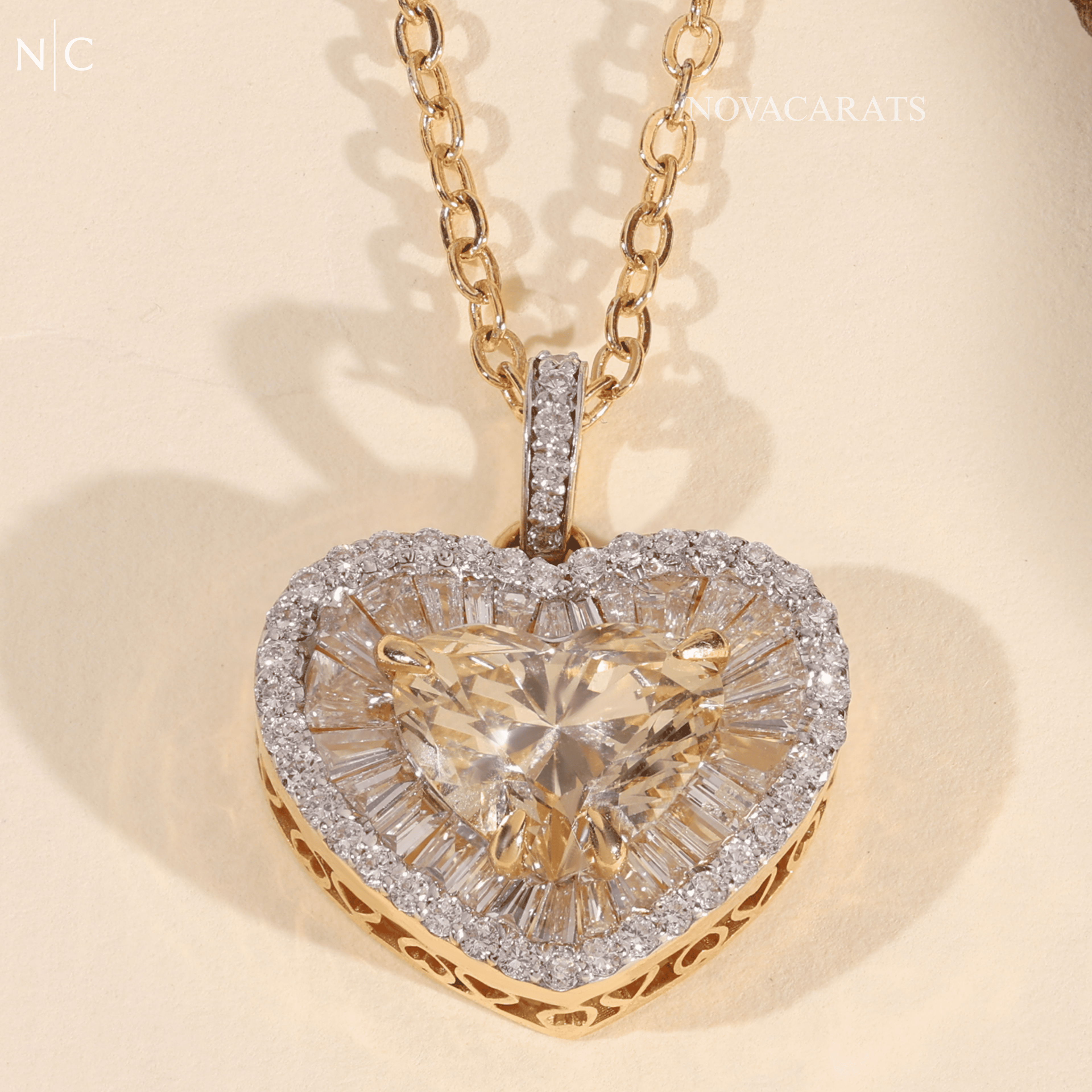 Heart Cut Yellow Diamond Pendent Necklace