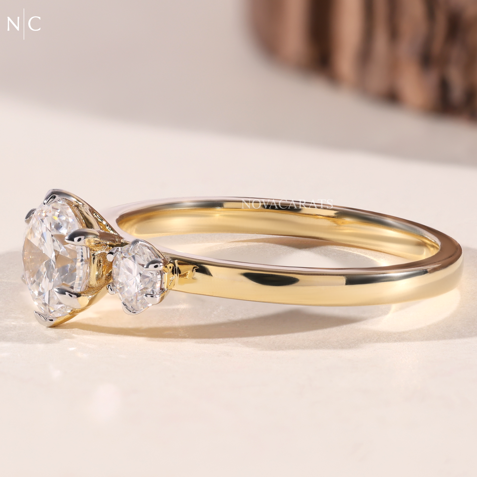 Three Stone Round Cut Classic Engagement Ring