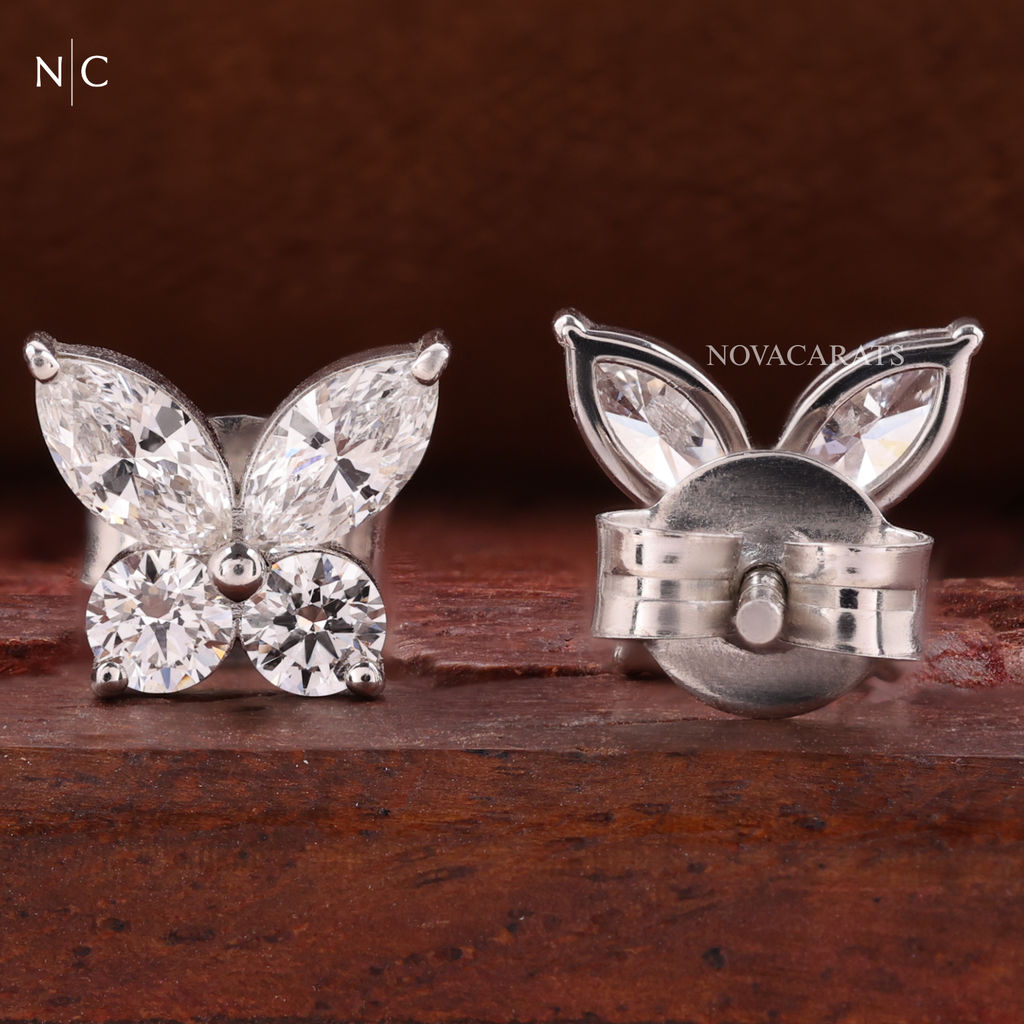 Marquise Cut Butterfly Stud Earrings