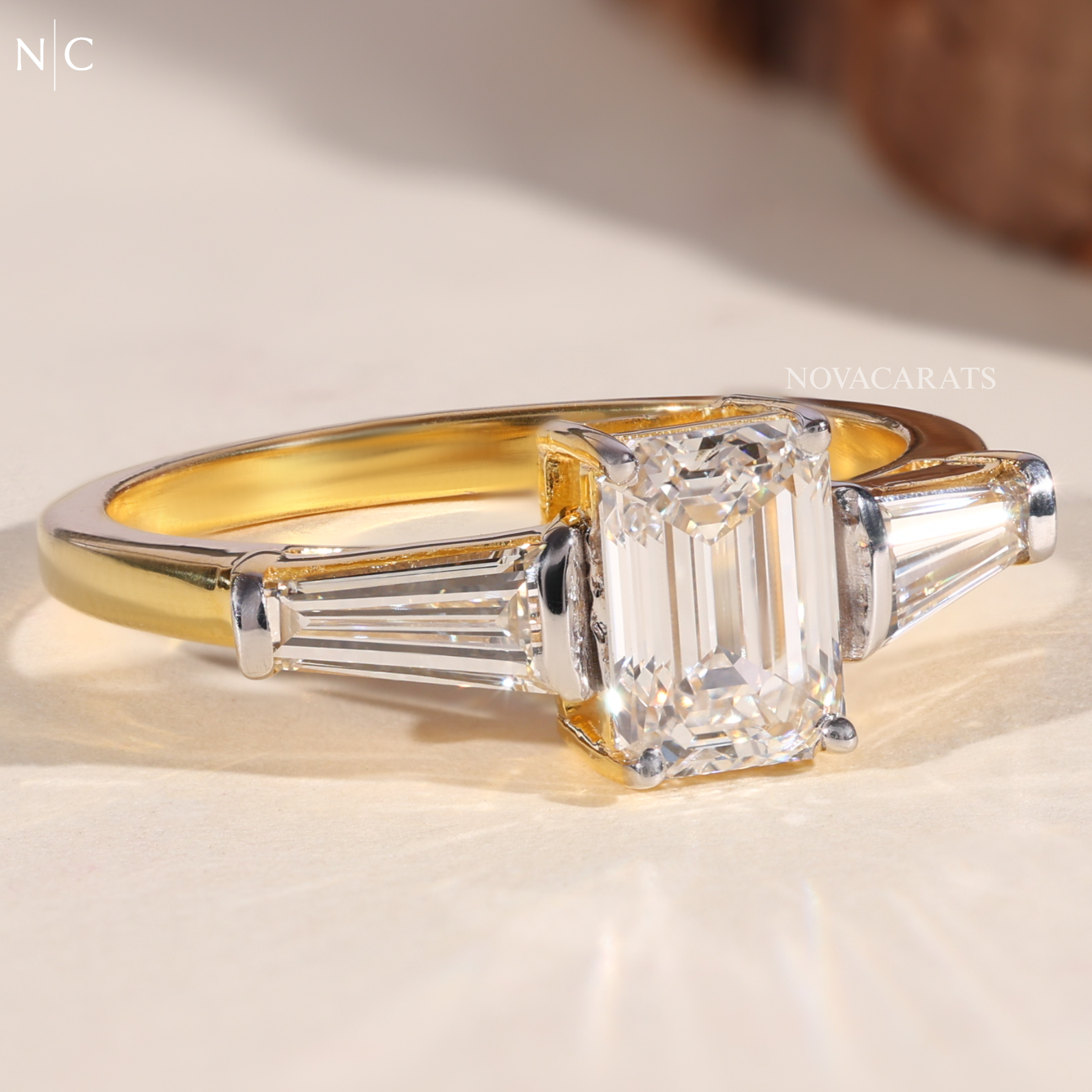 Emerald Cut Three Stone Diamond Ring