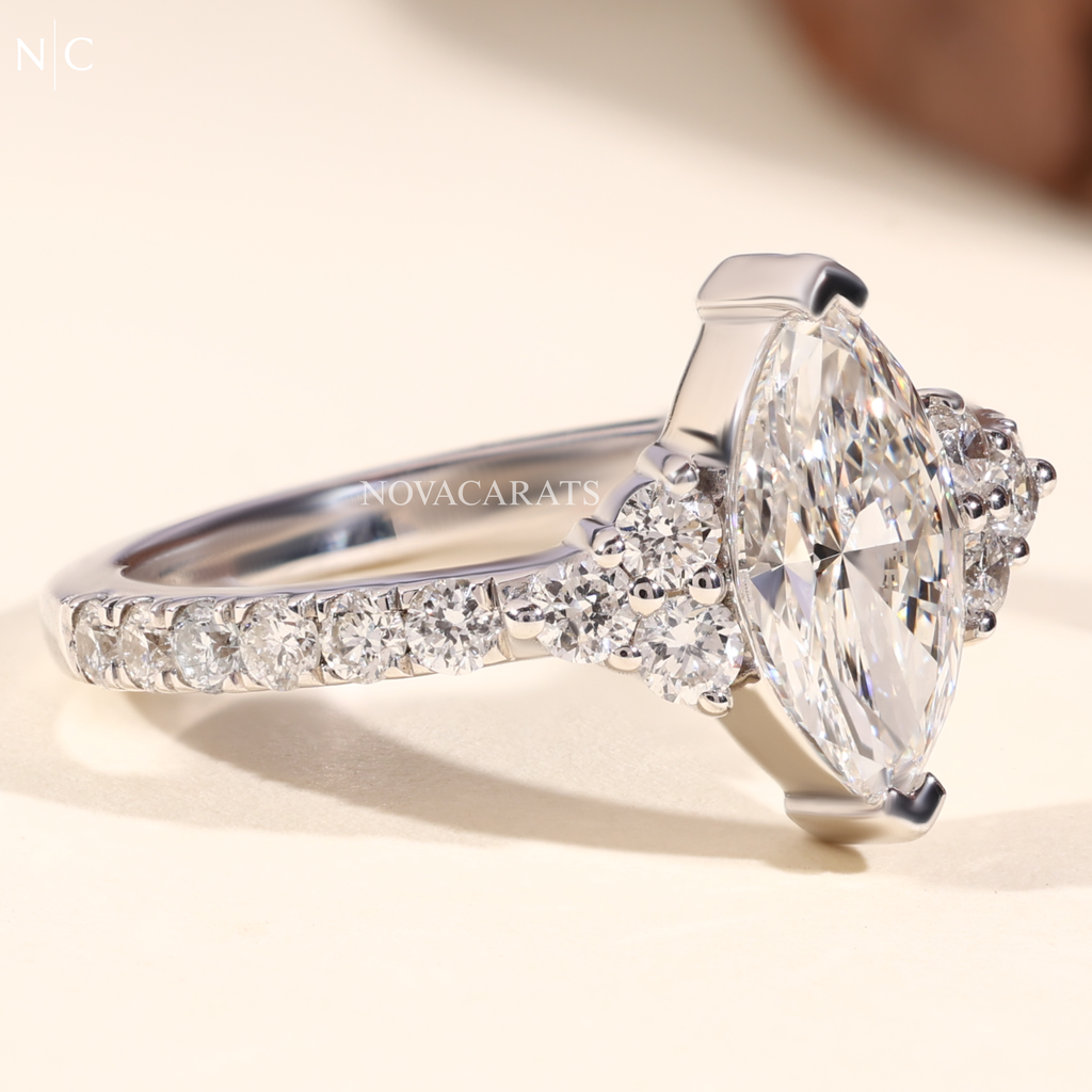 3 Stone Engagement Ring Marquise-Cut
