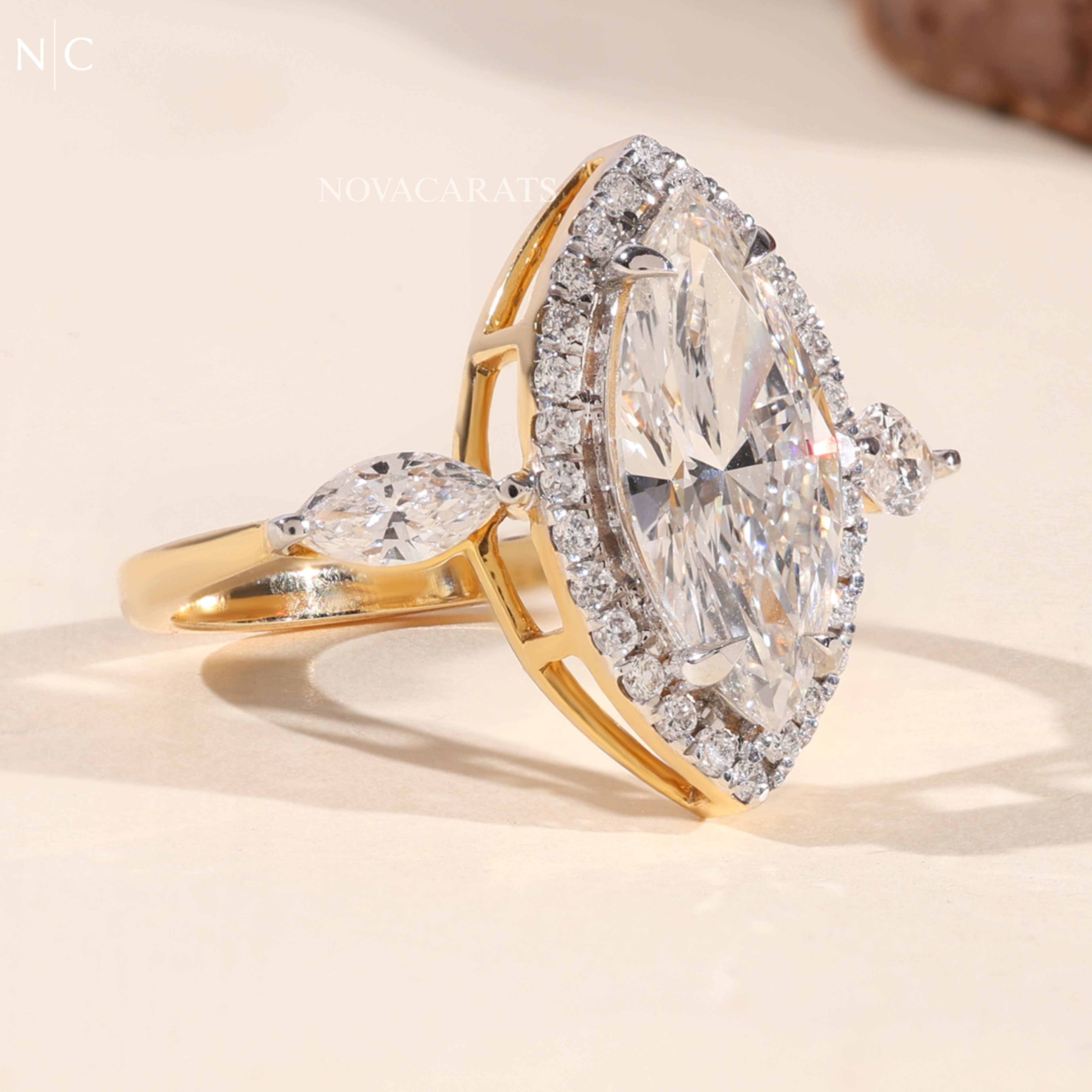 Marquise Lab Grown Diamond Halo Engagement Ring