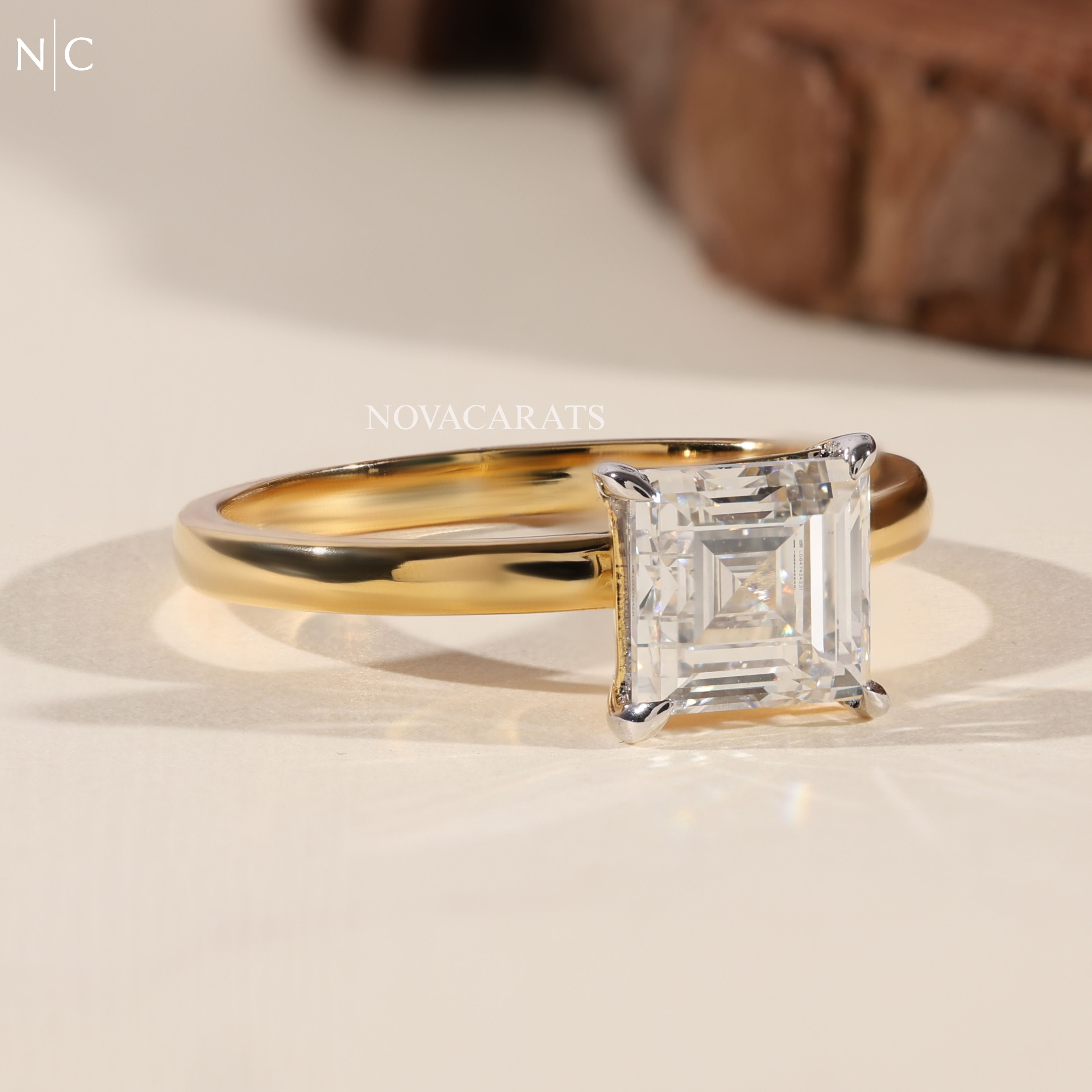 Asscher Cut Solitaire Engagement Ring