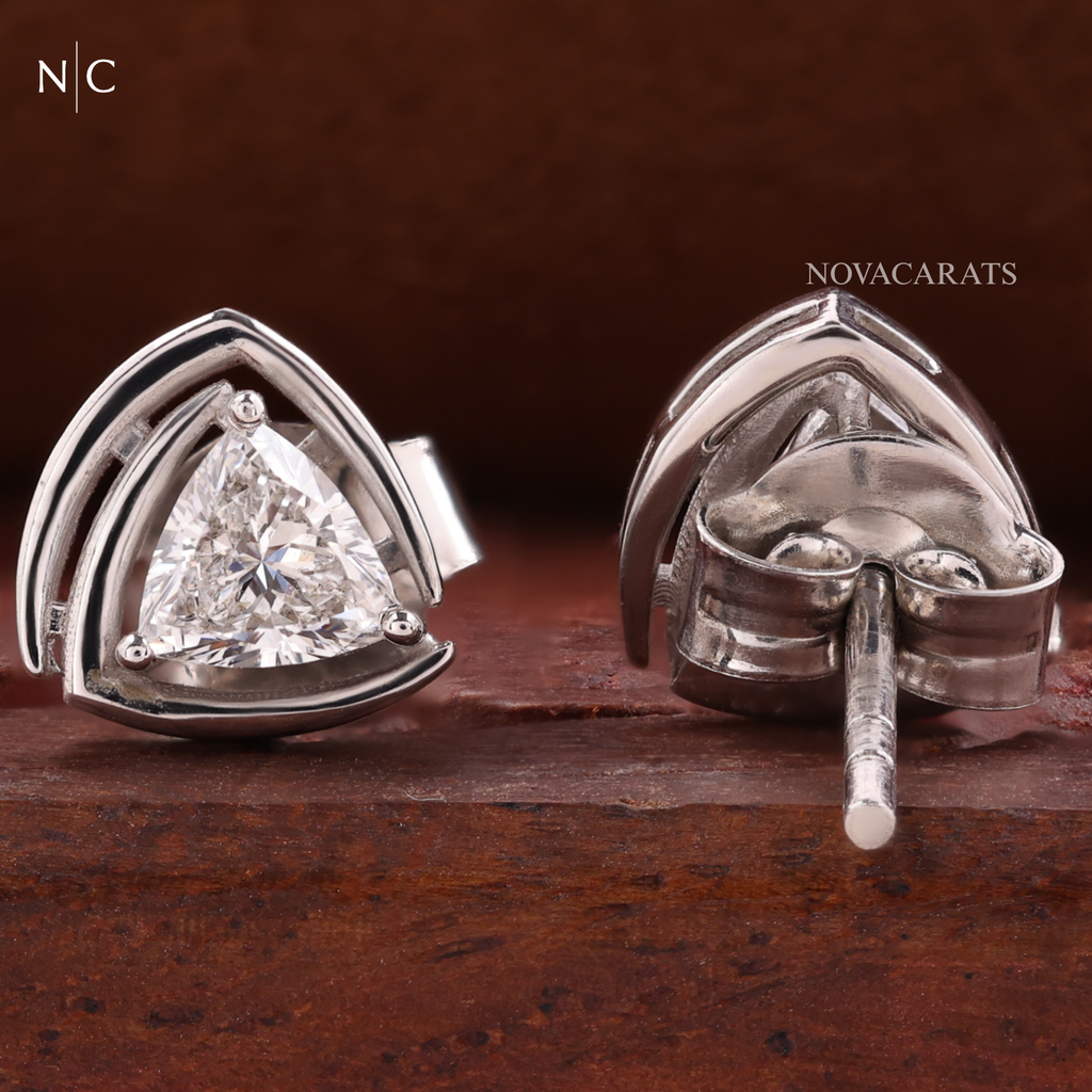 Modern Trillion Cut Stud Earrings
