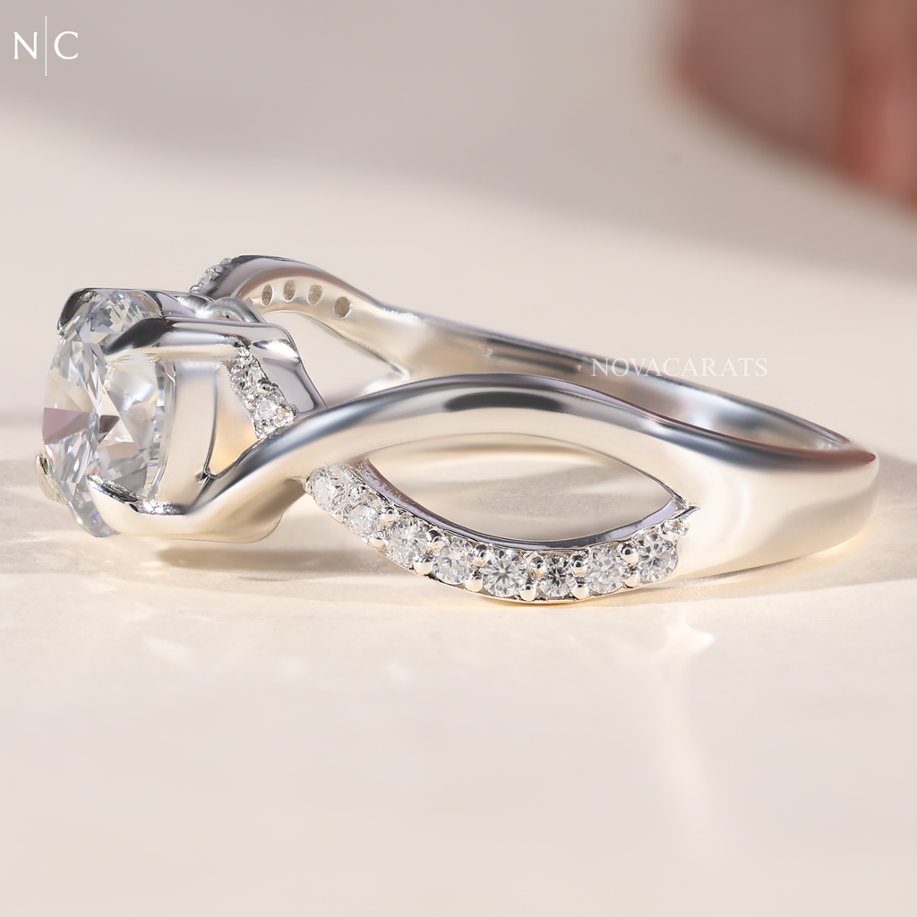Round Cut Infinity Twisted Pave Band Ring