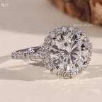 Round Cut Hidden Halo Engagement Ring