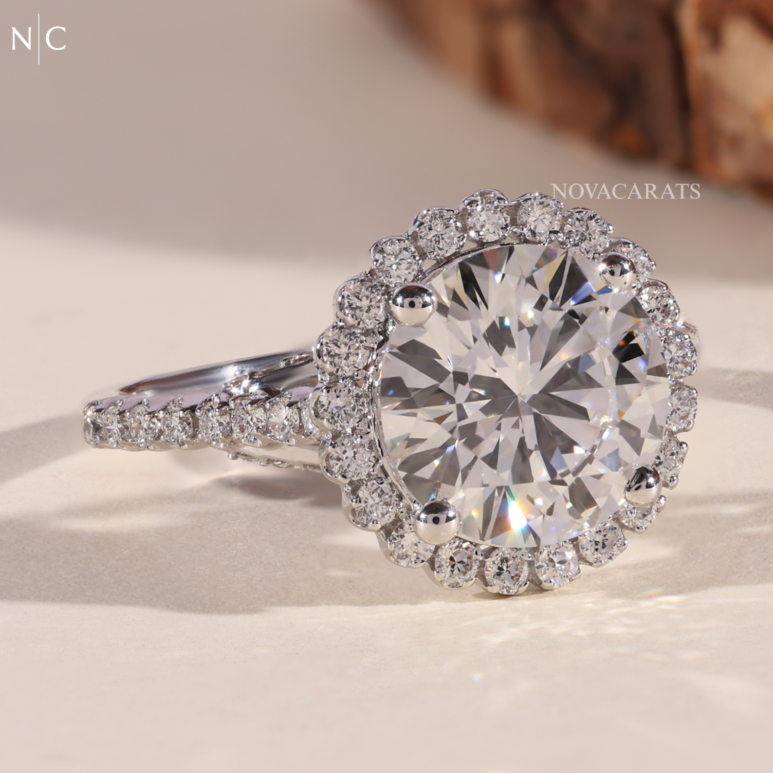 Round Cut Hidden Halo Engagement Ring
