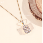 Radiant Cut Halo Diamond Pendent Necklace