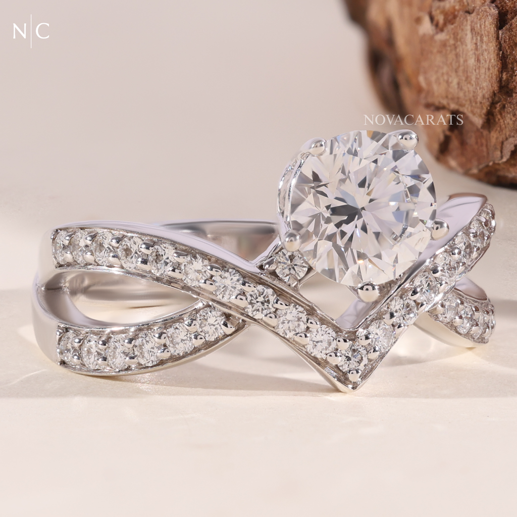 Round Cut Infinity Twist Bypass Split Shank Ring