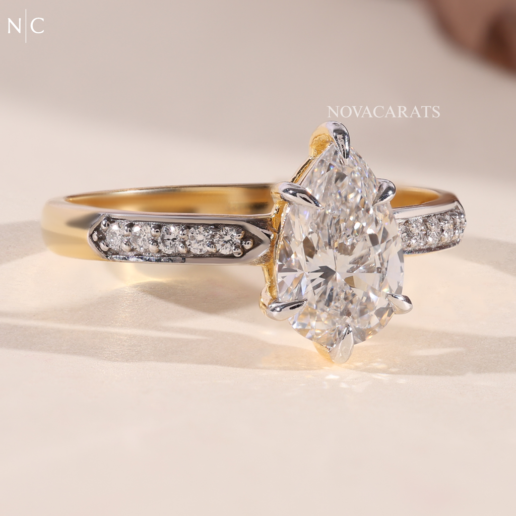 Pear Cut Hidden Halo Solitaire Ring