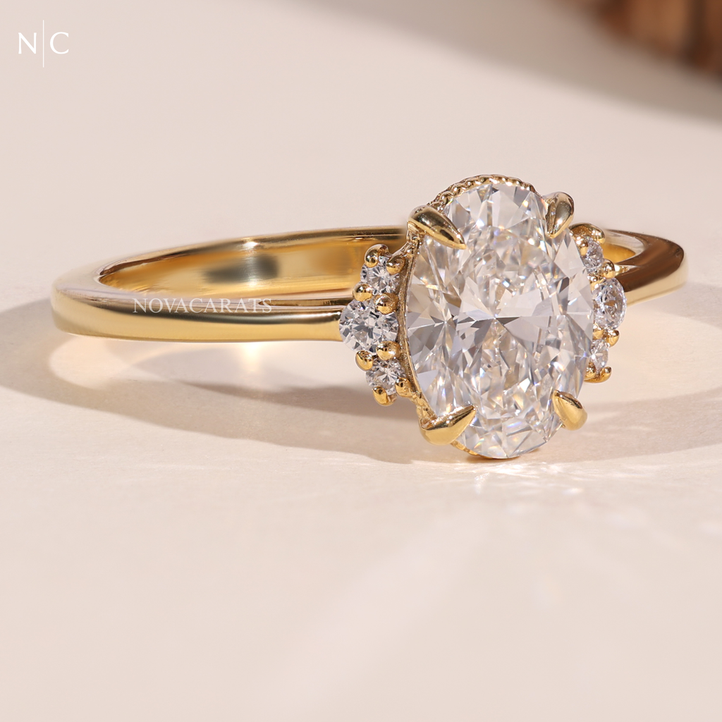 Oval Cut Hidden Halo Solitaire Ring