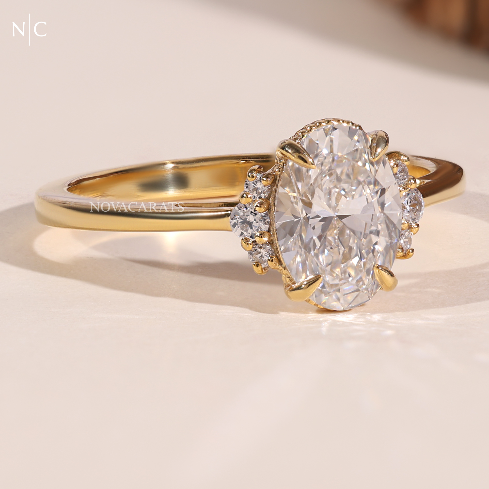 Oval Cut Hidden Halo Solitaire Ring