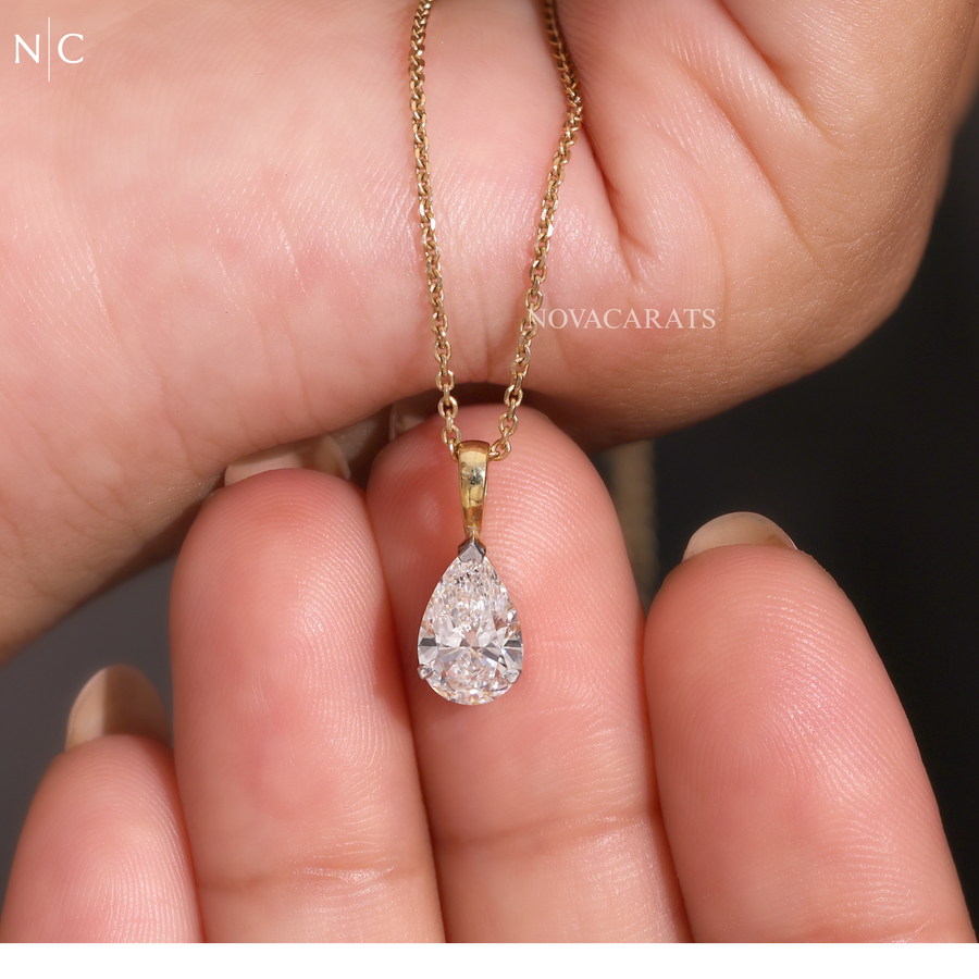 Pear Cut Solitaire Diamond Pendant