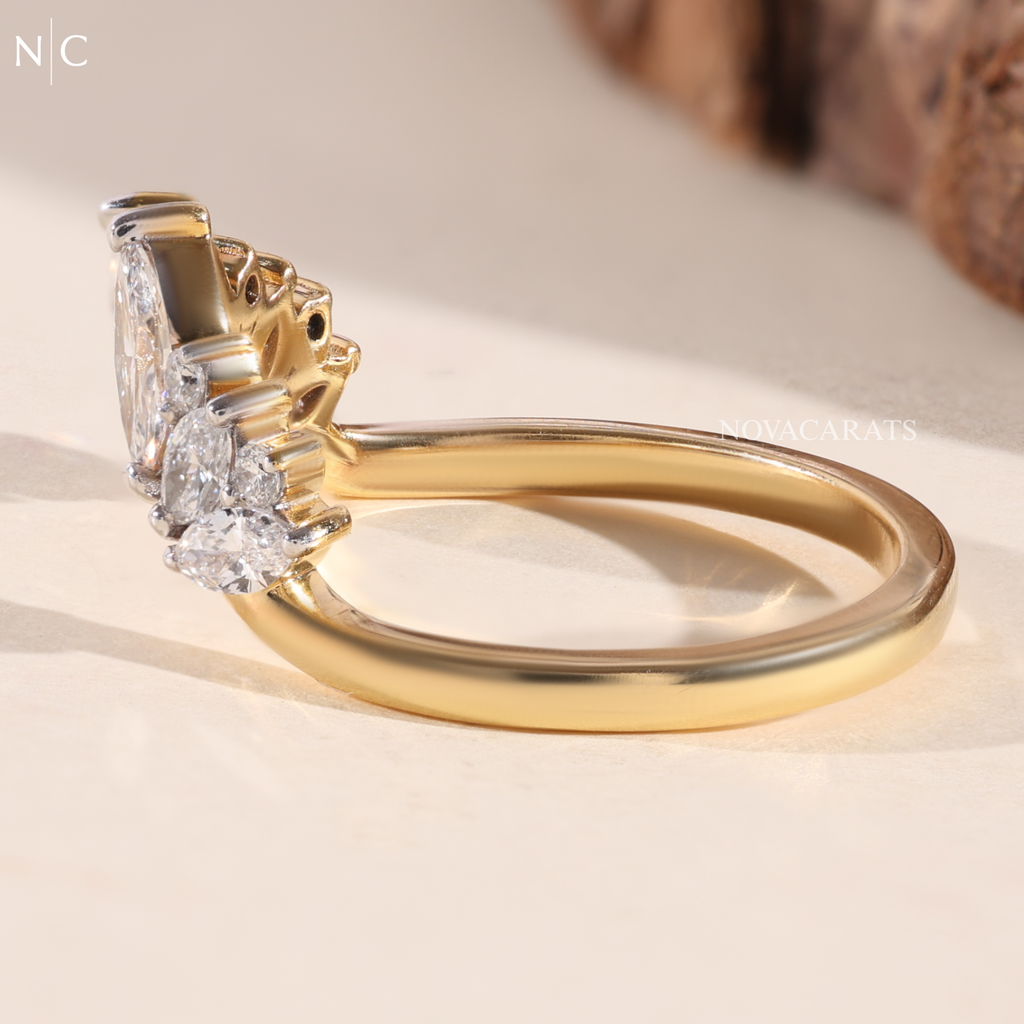 Unique Open Bypass Floral Wedding Ring