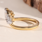 Unique Open Bypass Floral Wedding Ring