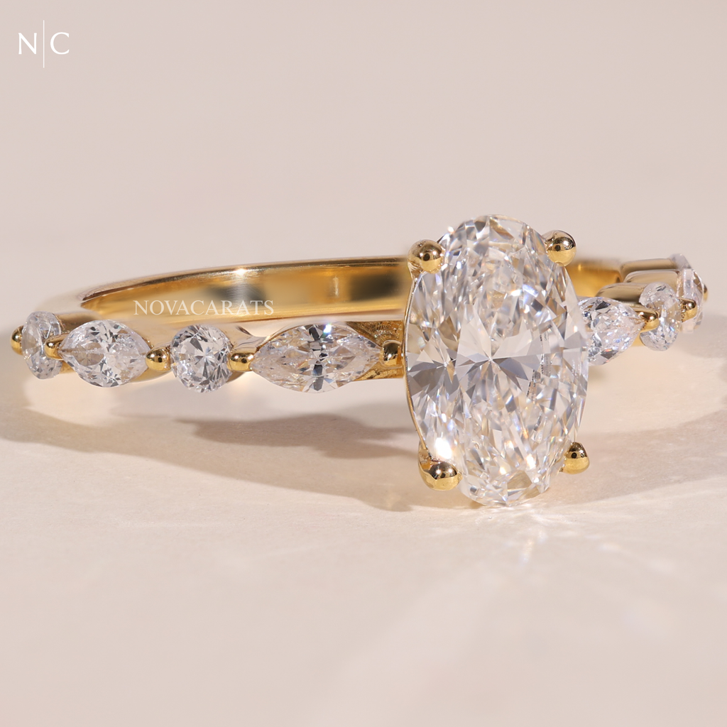 Oval Cut Unique Solitaire Engagement Ring