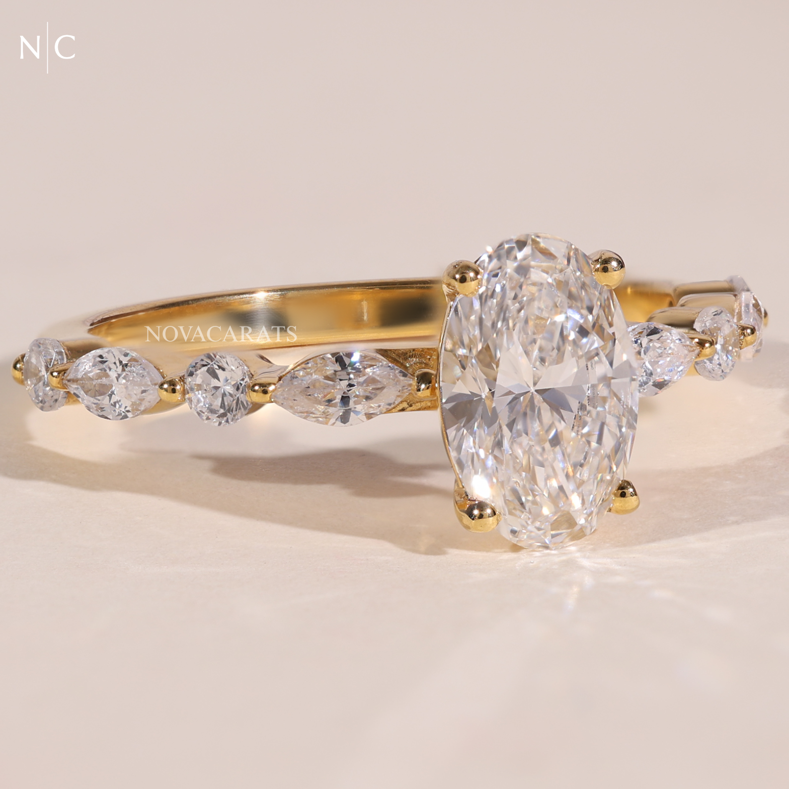 Oval Cut Unique Solitaire Engagement Ring