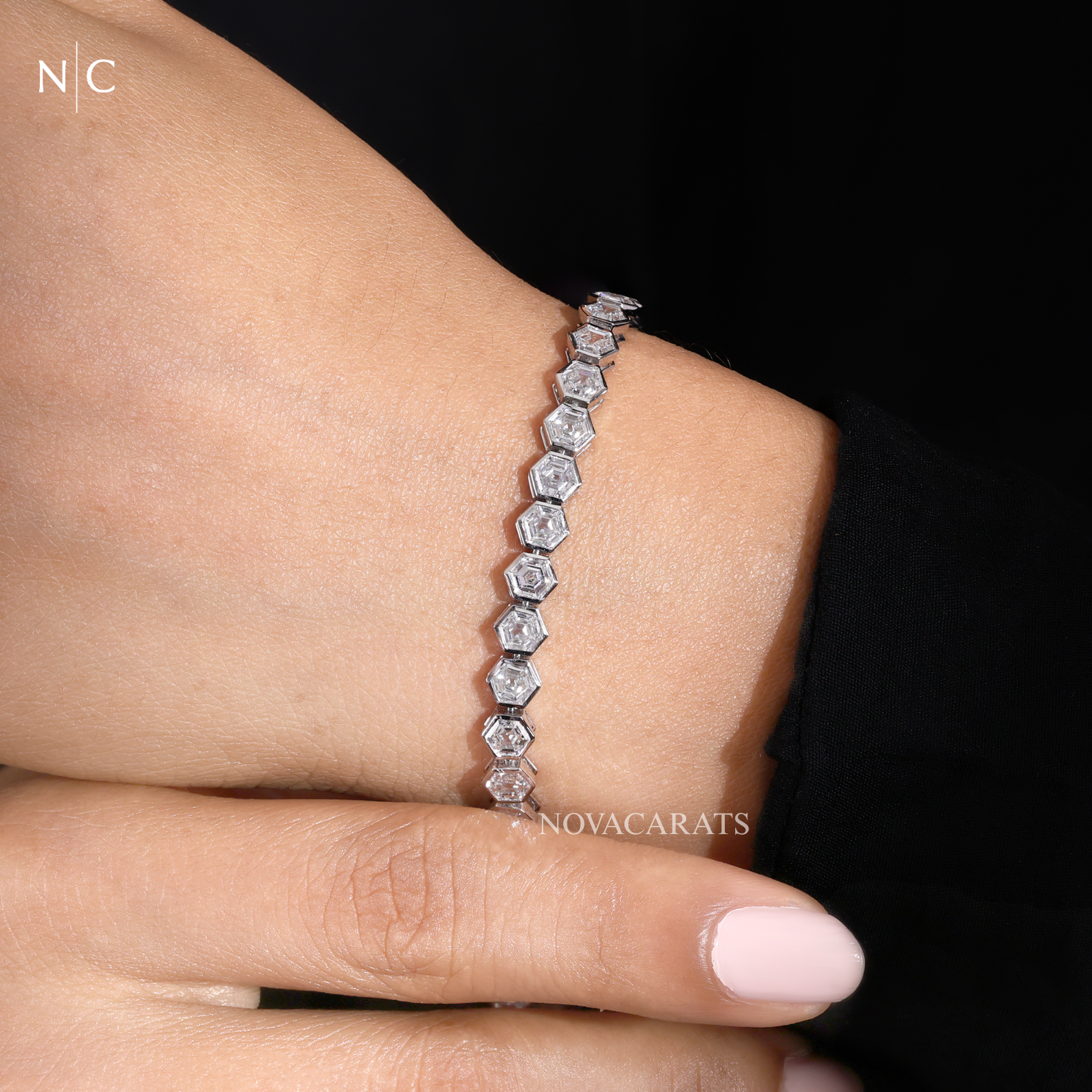Hexagonal Cut Diamond Tennis Bracelet