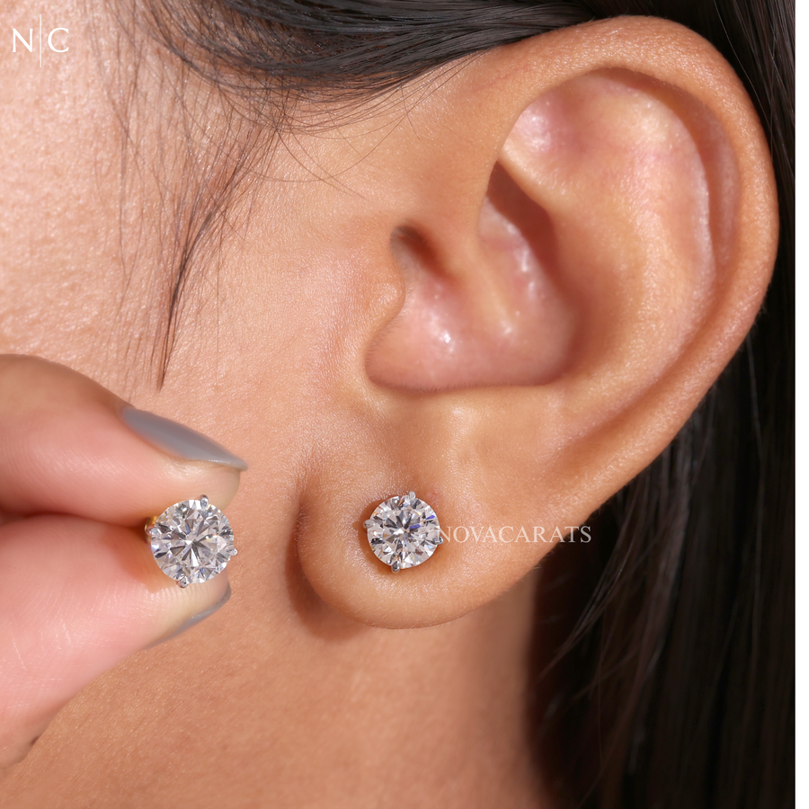 Round Cut Stud Earrings