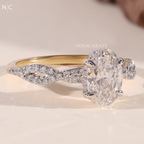 Oval Cut Twisted Infinity Pave Engagement Ring
