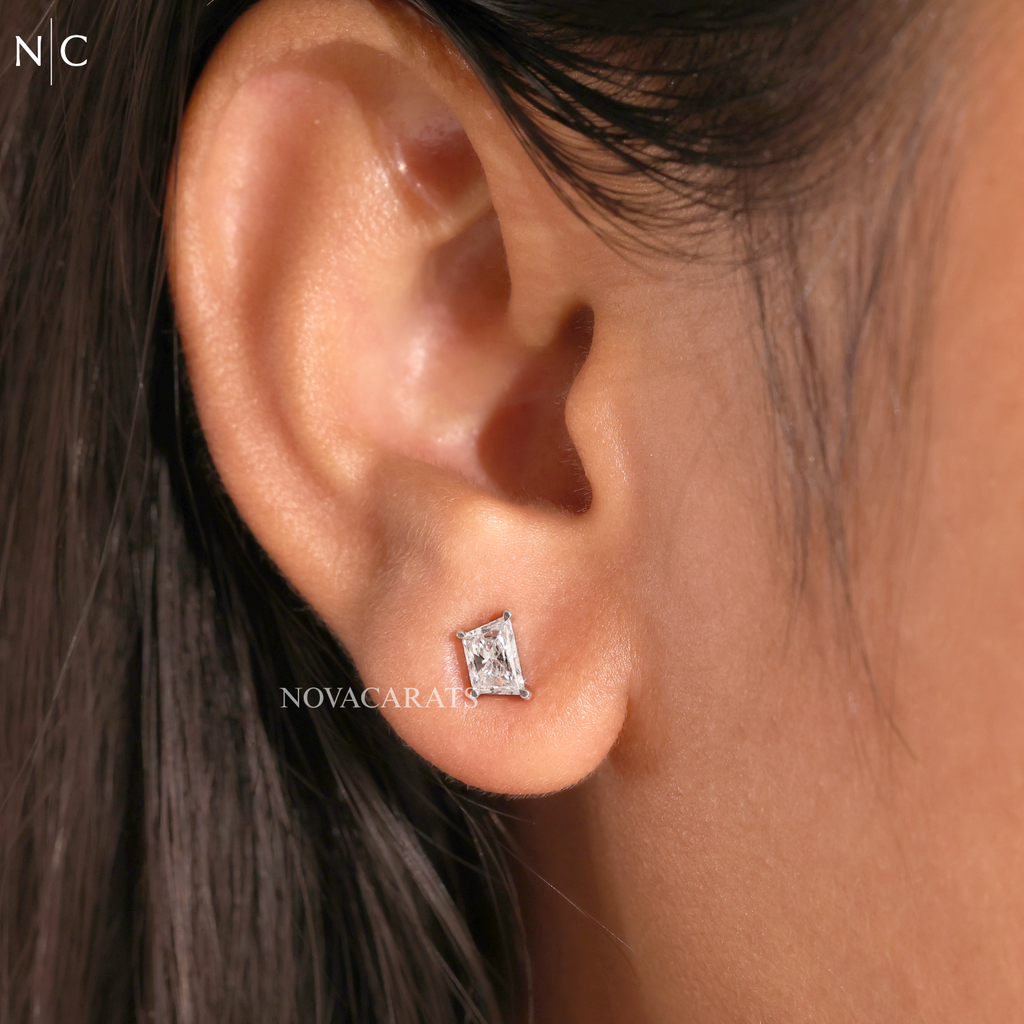 Kite Shape Solitaire Stud Earrings