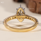 Marquise Cut Unique Hidden Halo Engagement Ring