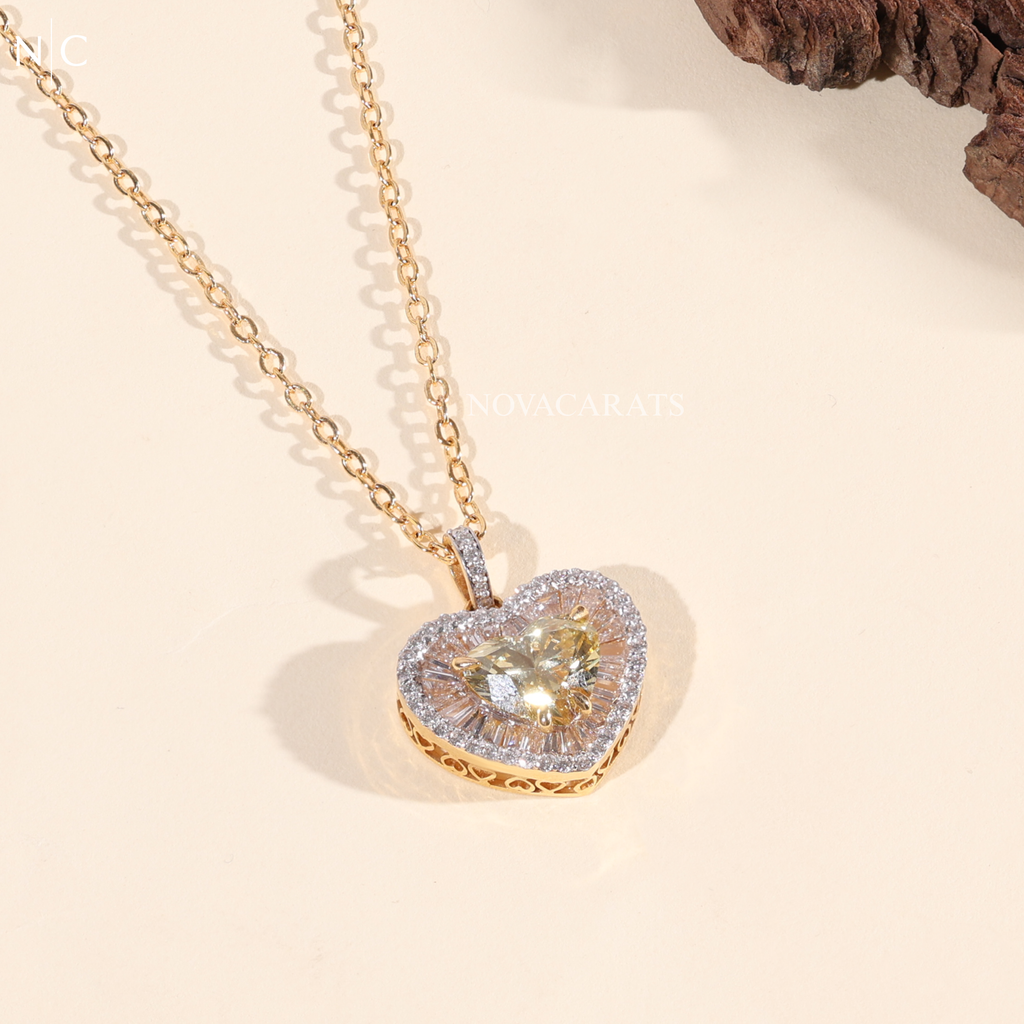 Heart Cut Yellow Diamond Pendent Necklace