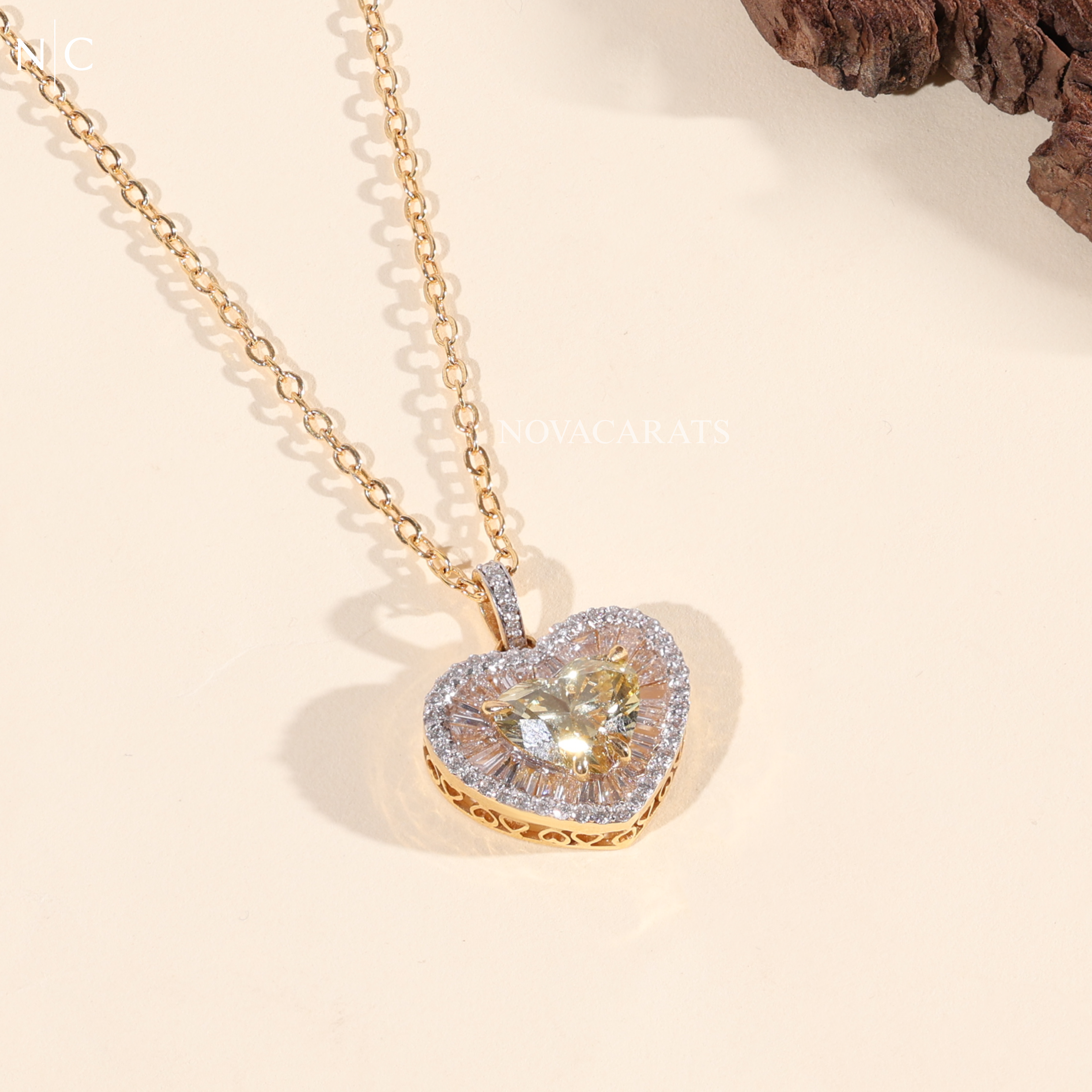 Heart Cut Yellow Diamond Pendent Necklace