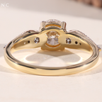Round Cut Marquise Side Stone Ring