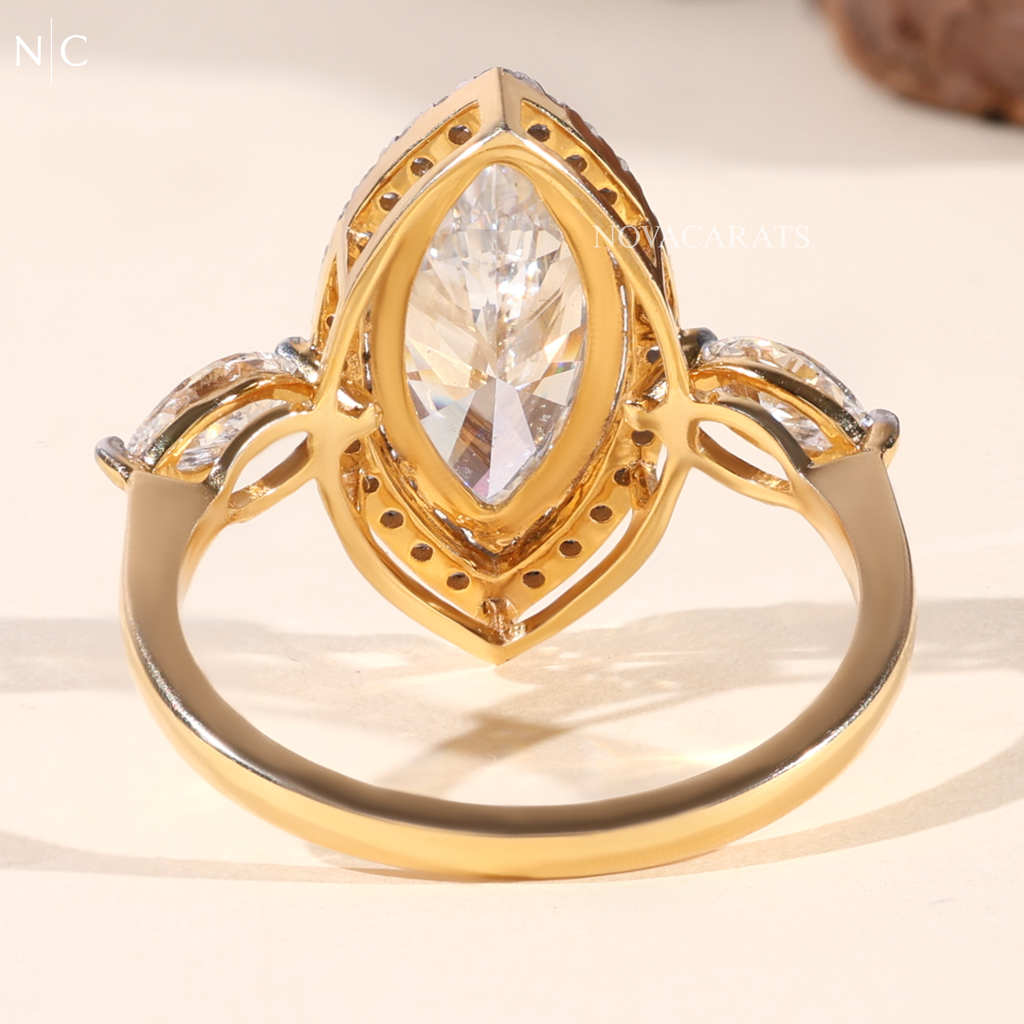 Marquise Lab Grown Diamond Halo Engagement Ring