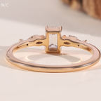 Nature Inspired Emerald Cut Accent Solitaire Ring