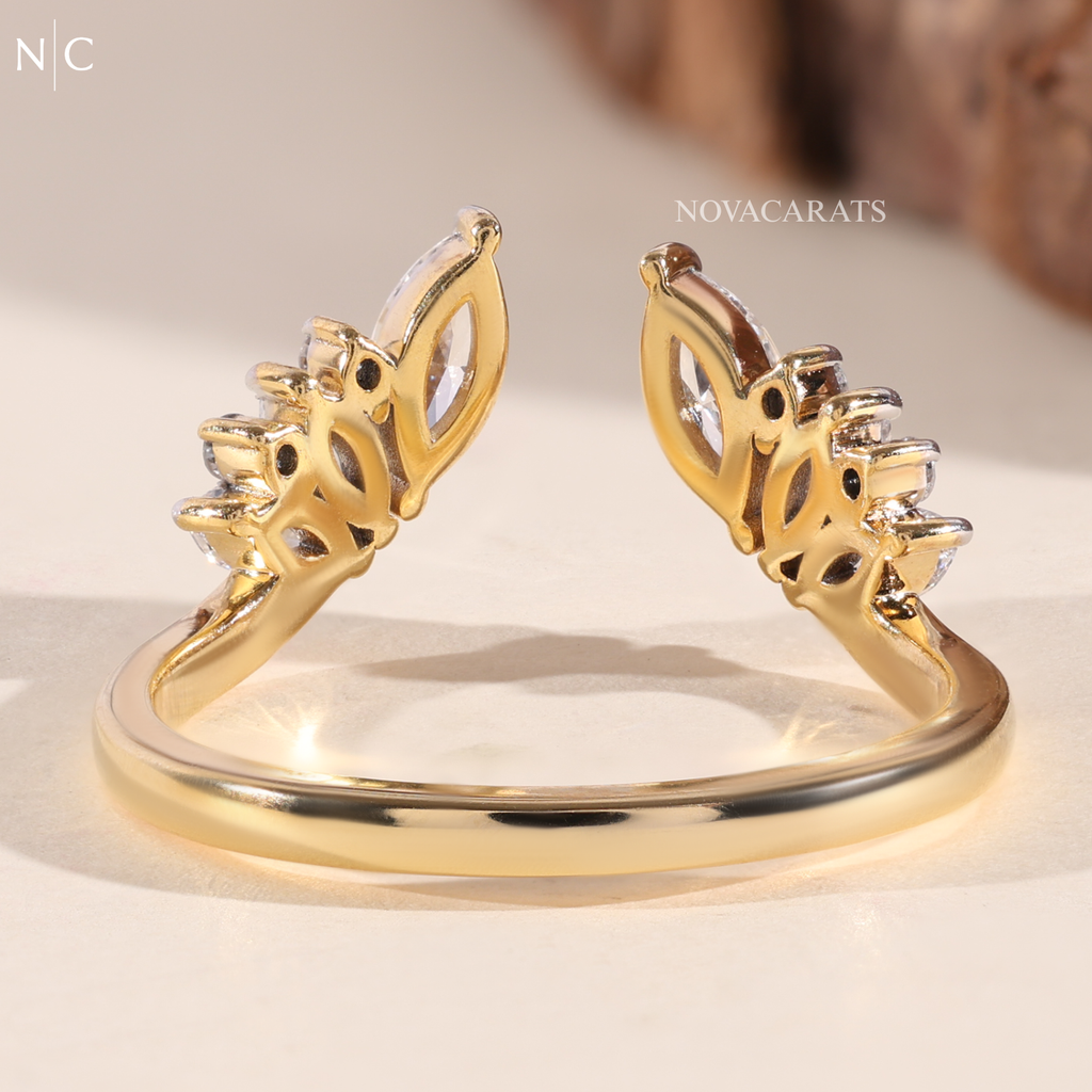Unique Open Bypass Floral Wedding Ring