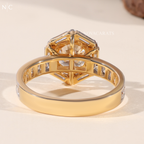 Round Cut Art Deco Halo Engagement Ring