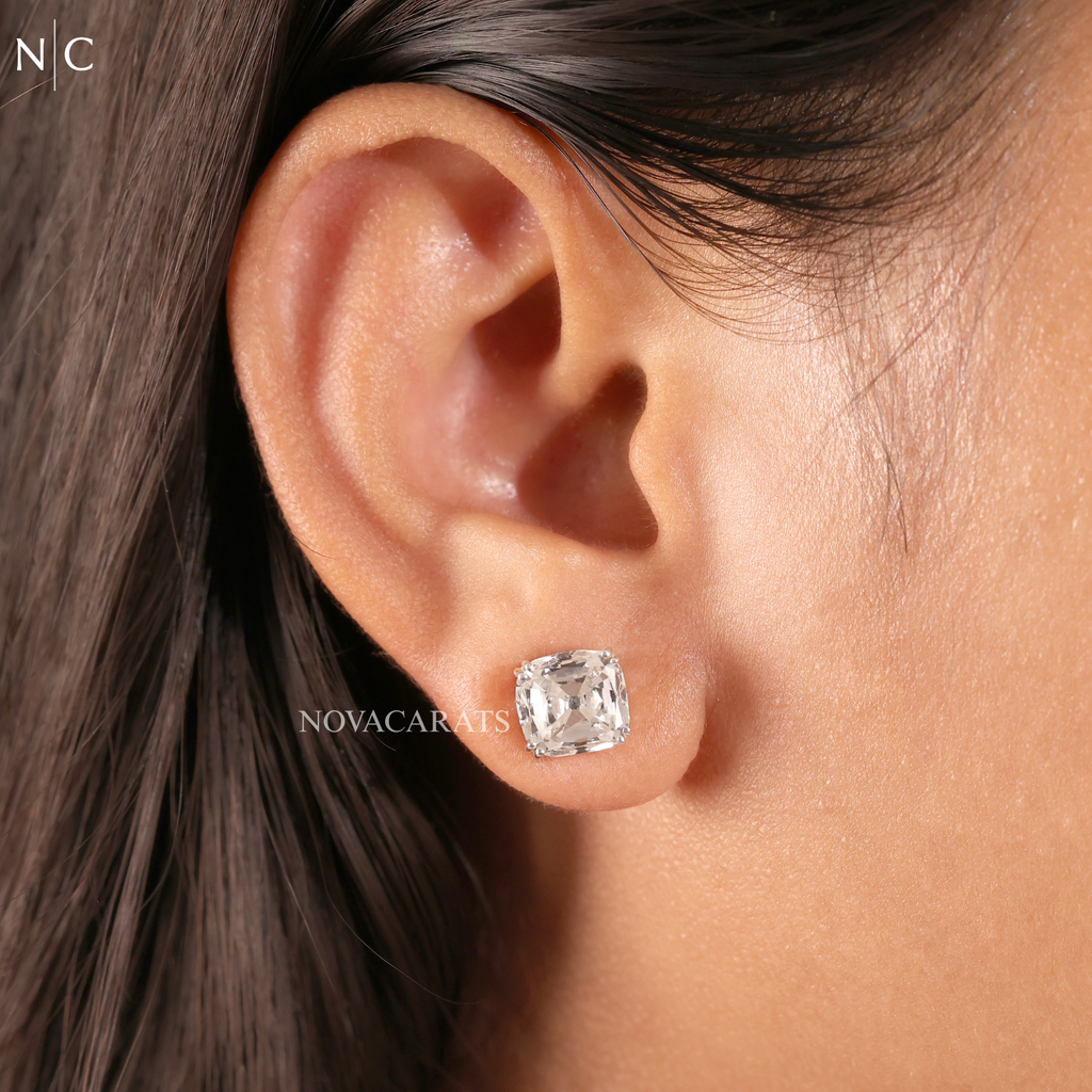 Cushion Cut Solitaire Stud Earrings