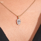 Oval Cut Solitaire Diamond Pendant