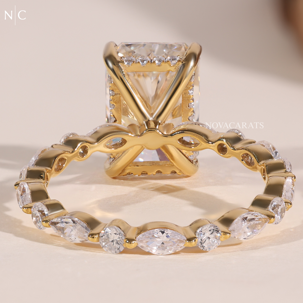 Radiant Cut Hidden Halo Engagement Ring