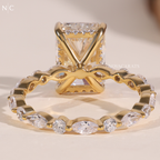 Radiant Cut Hidden Halo Engagement Ring