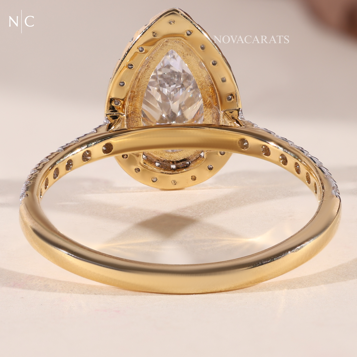 Pear Cut Unique Halo Engagement Ring