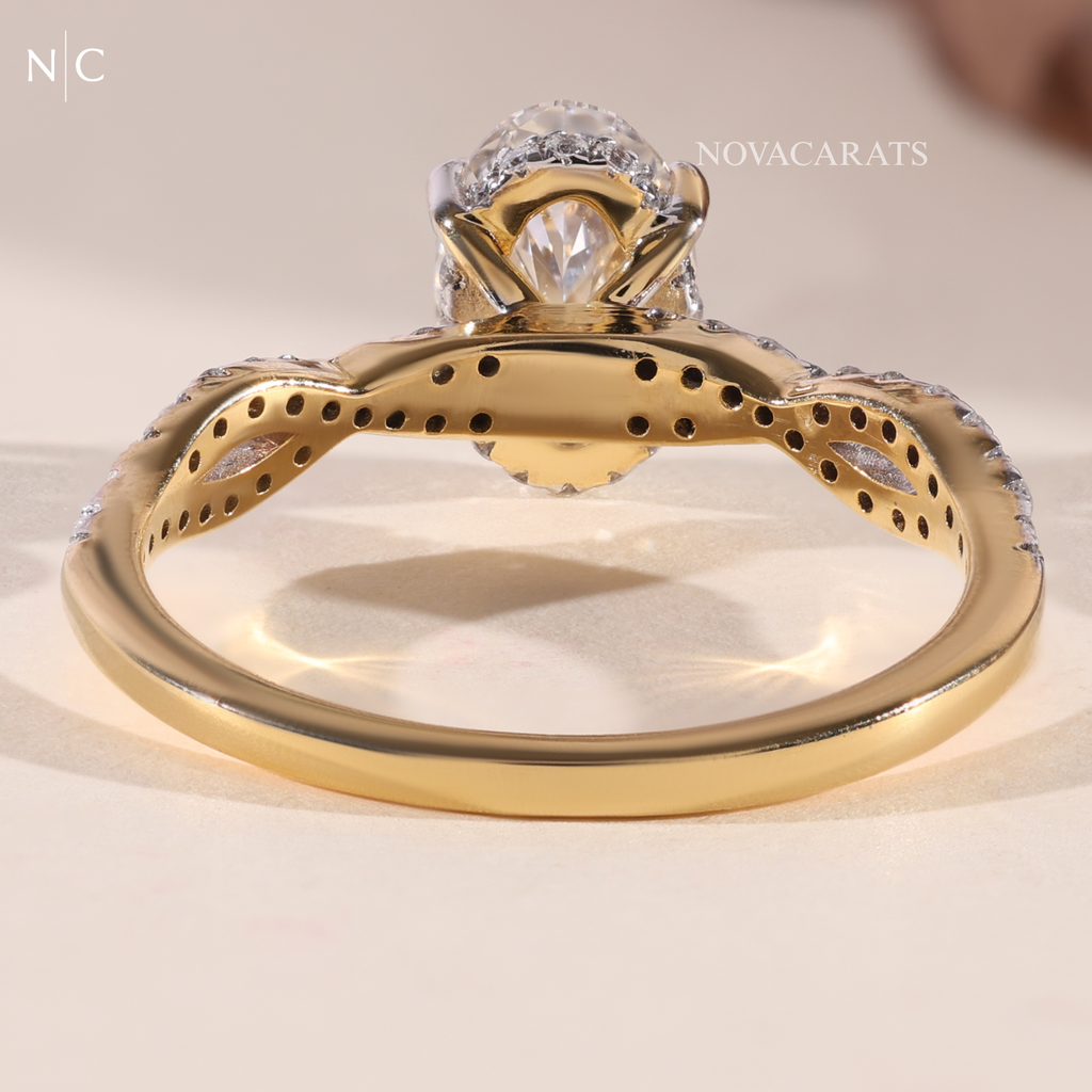 Oval Cut Twisted Infinity Pave Engagement Ring