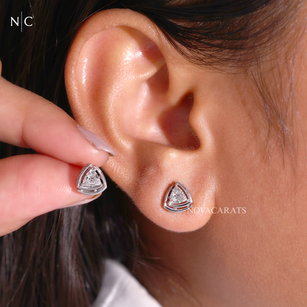 Modern Trillion Cut Stud Earrings