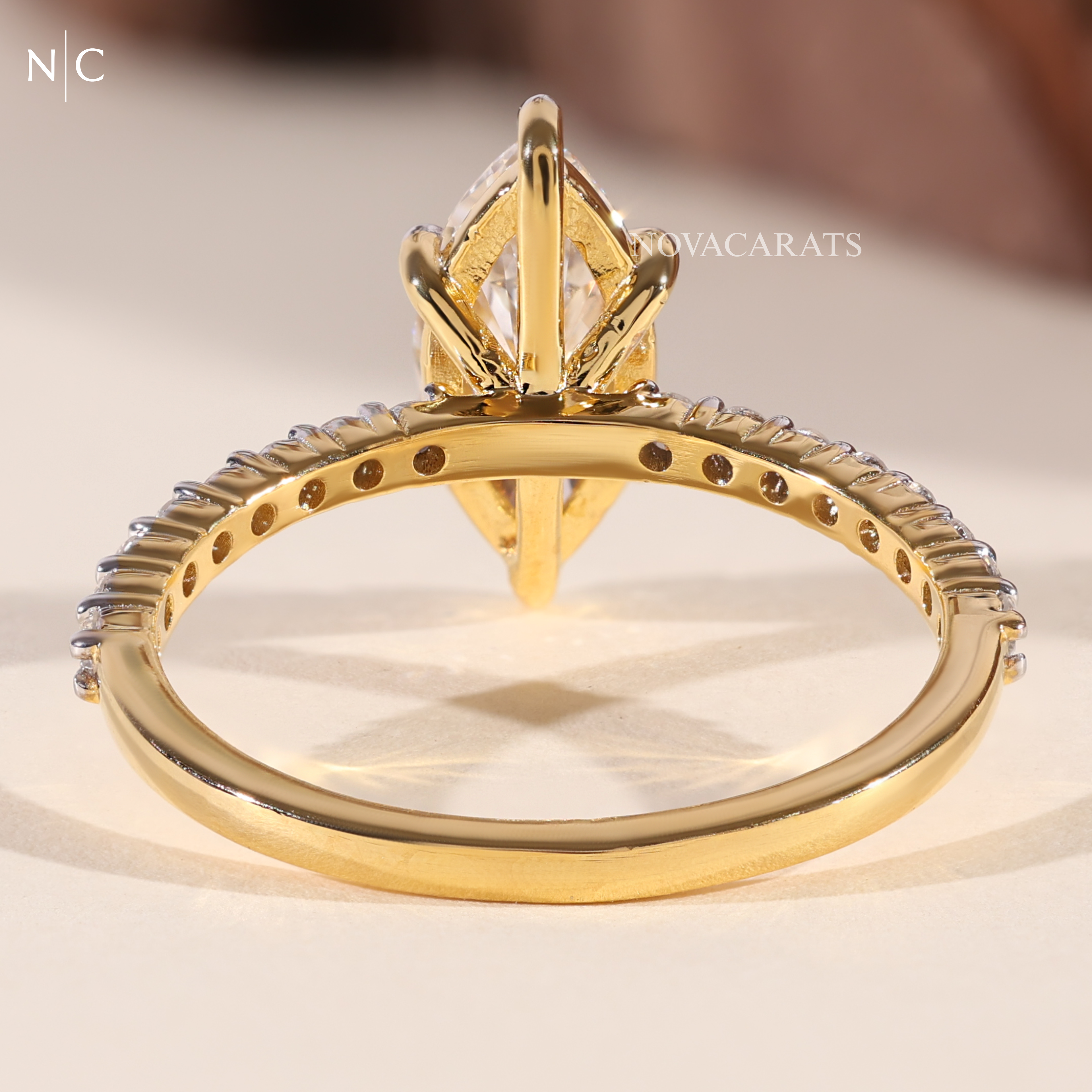 Marquise Cut Pave Solitaire Engagement Ring
