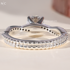 Round Cut Beaded Twist Pave Diamond Ring